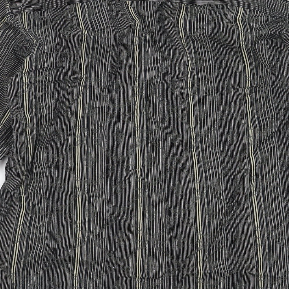 Brocade Mens Black Striped Button-Up Size S