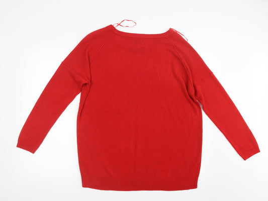 Papaya Womens Red Knit Pullover Jumper Size M