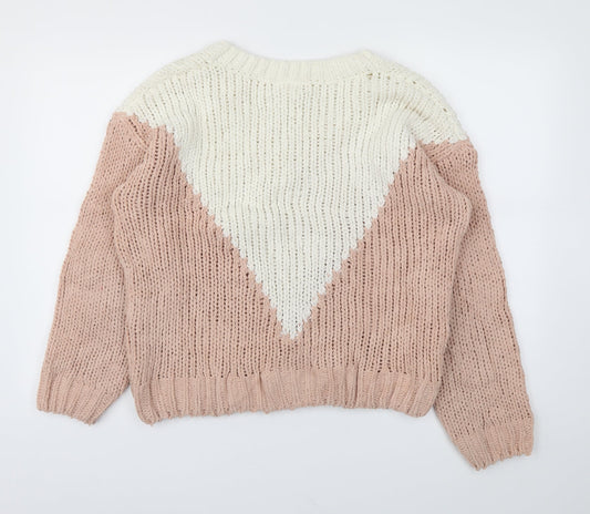 FOREVER 21 Womens Orange Striped Pullover Jumper Size M