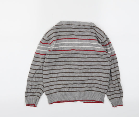 George Girls Grey Striped Cardigan Jumper Size 4-5 Years