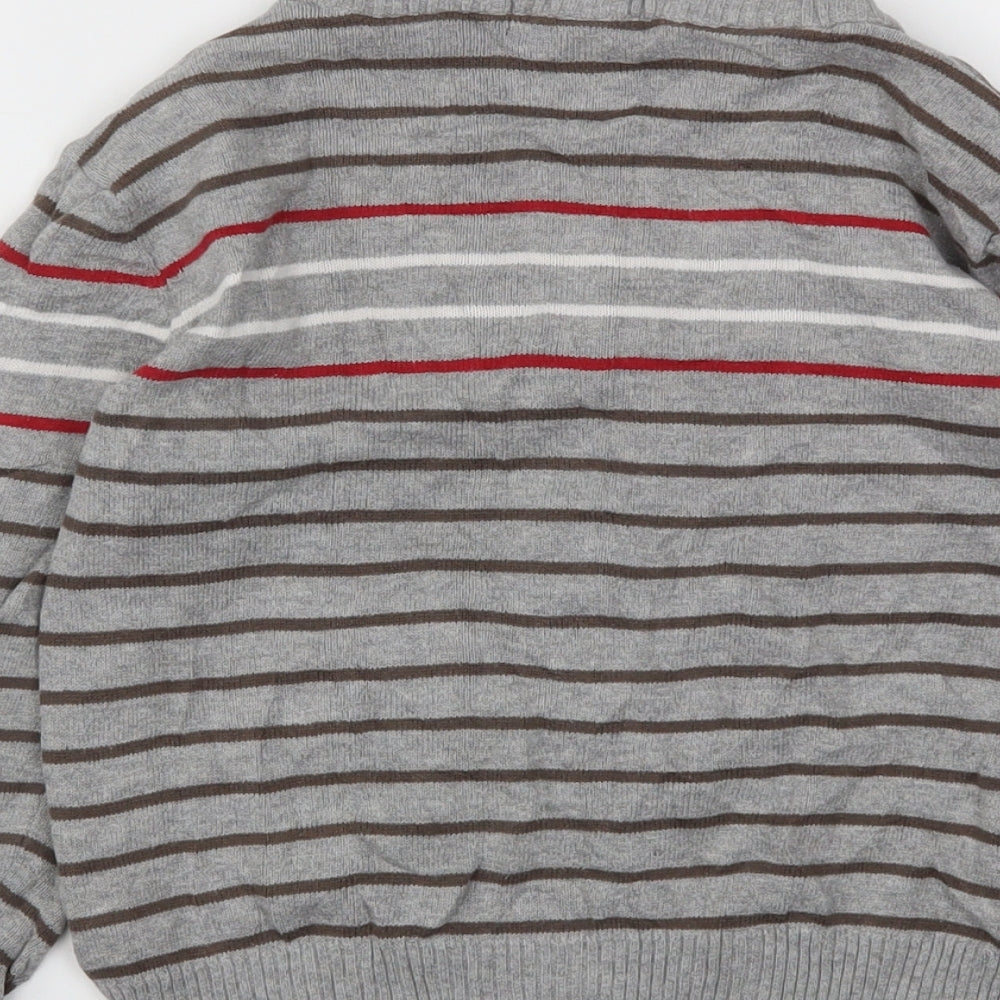 George Girls Grey Striped Cardigan Jumper Size 4-5 Years
