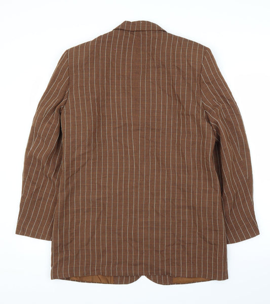 Chose Womens Brown Striped Jacket Suit Jacket Size 14