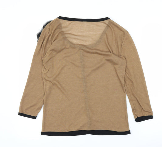 Preworn Womens Brown Cardigan Jumper Size M - Flower