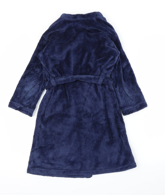 M&S Boys Blue Solid Robe Size 7 Years
