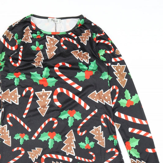 Fashion Womens Black A-Line Size L - Christmas