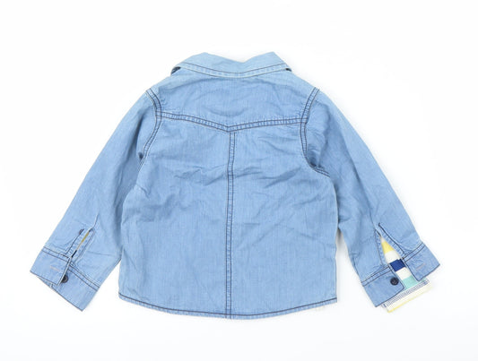 M&S Boys Blue Striped Denim Basic T-Shirt Size 18-24 Months - Two part set, shirt included