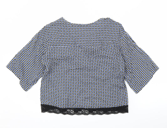 H&M Womens Blue Floral Basic Blouse Size M