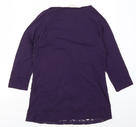 BHS Womens Purple Lace Basic T-Shirt Size 10