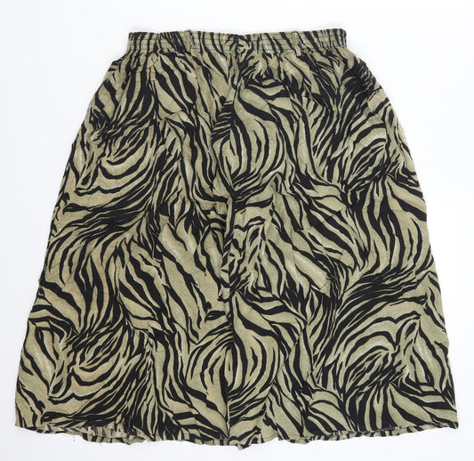 Design Essentials Womens Green Animal Print A-Line Skirt Size 16