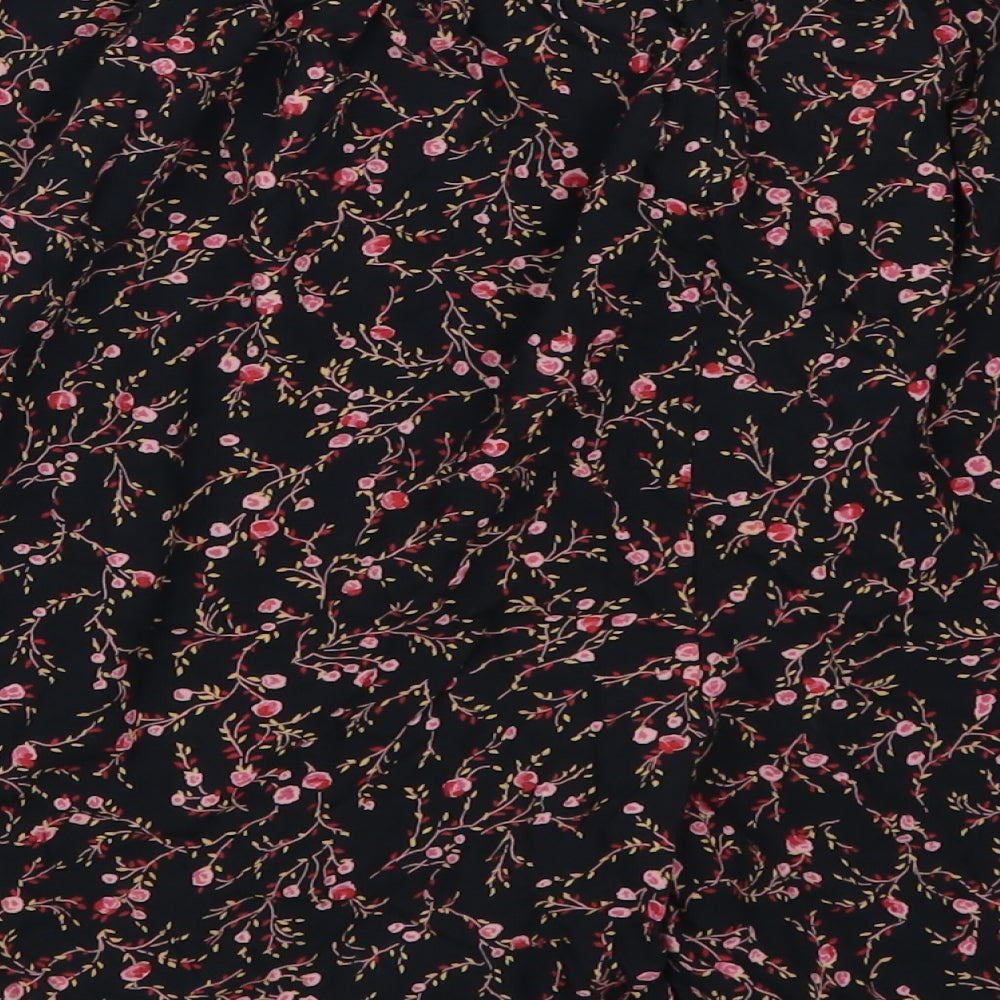 Preworn Womens Black Floral Mom Shorts Size 36 in - Pink Flowers