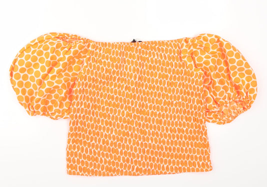 Very Womens Orange Polka Dot Basic Blouse Size 18