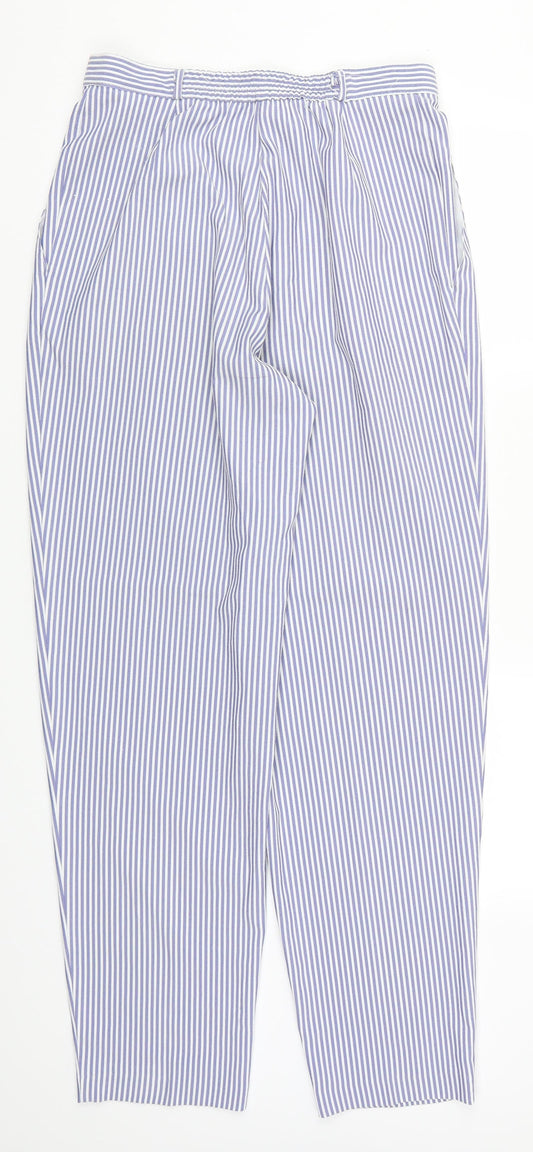 Marks and Spencer Womens Blue Striped Trousers Size 14 L30 in