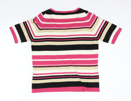 Marks and Spencer Womens Pink Striped Pullover Jumper Size 16
