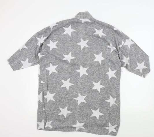 Boohoo Womens Grey Geometric Cape Jumper Size M - STARS