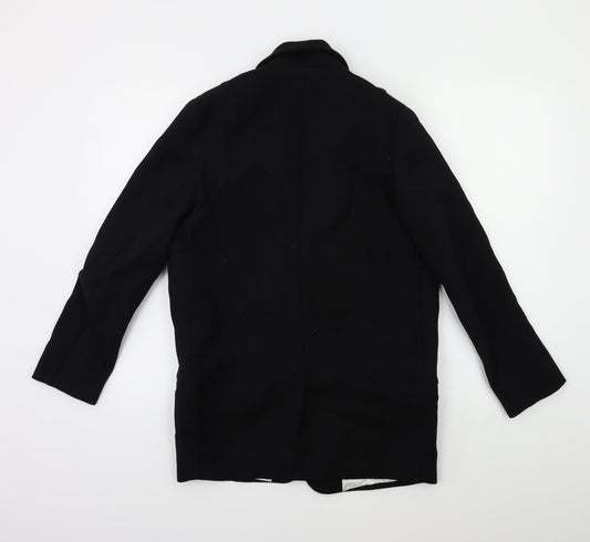 H&M Womens Black Overcoat Coat Size 4