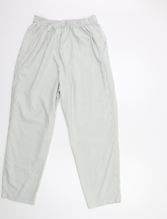Marks and Spencer Womens Green Striped Trousers Size 18 L30 in