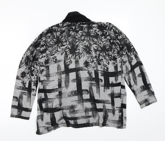 Christina Womens Grey Floral Cardigan Jumper Size XL
