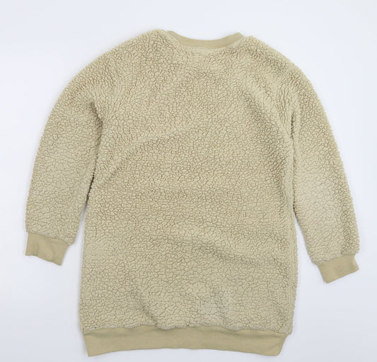 In the Style Womens Beige Fleece Pullover Sweatshirt Size 8 - Oversized