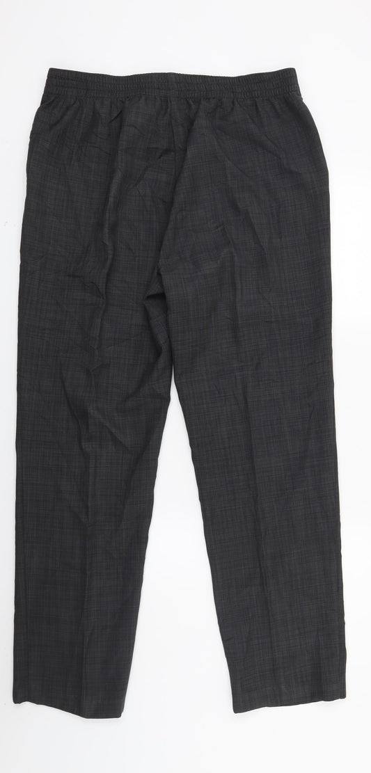 Marks and Spencer Womens Grey Check Trousers Size 14 L27 in