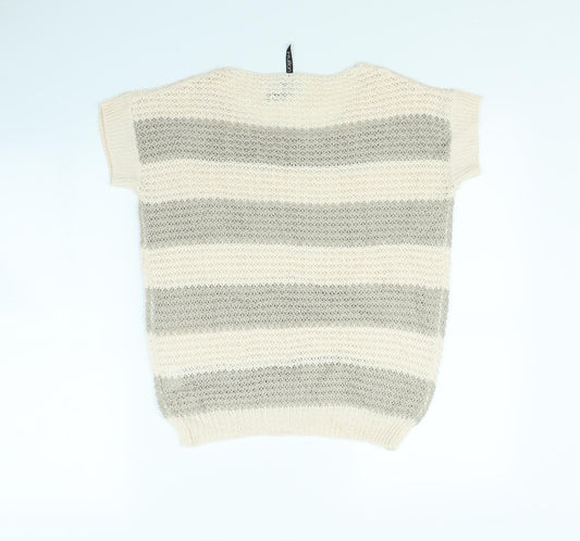 intuition Womens Beige Striped Pullover Jumper Size 10