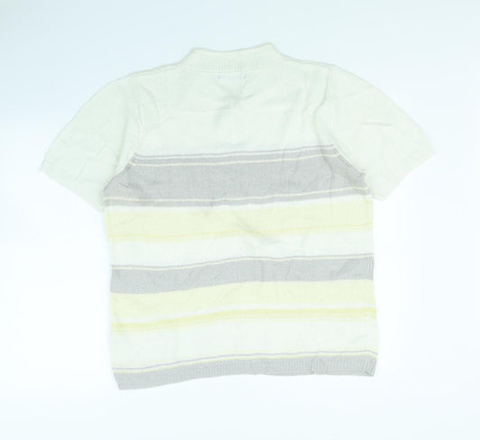 BM Womens White Striped Basic Tank Size M