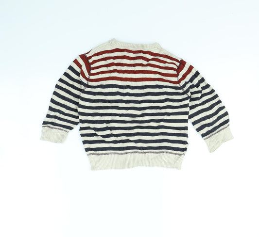 Rebel Boys Beige Striped Pullover Jumper Size 3 Years