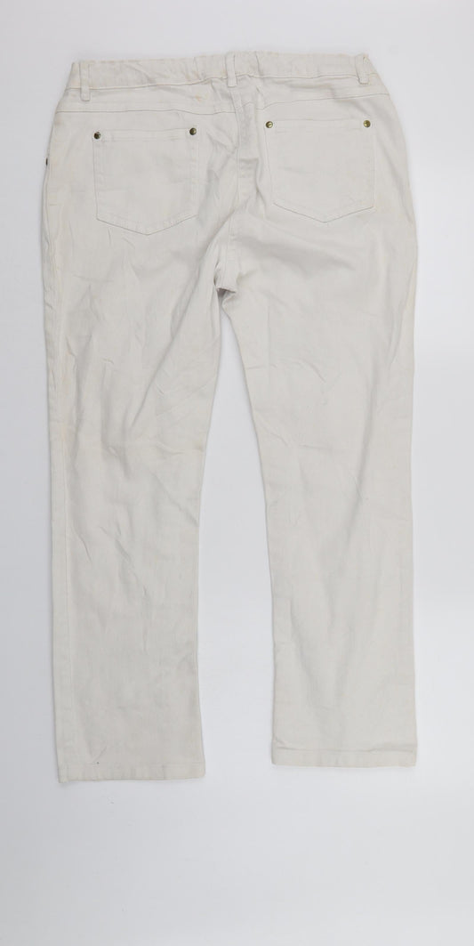 Moda Womens White Denim Skinny Jeans Size 14 L27 in