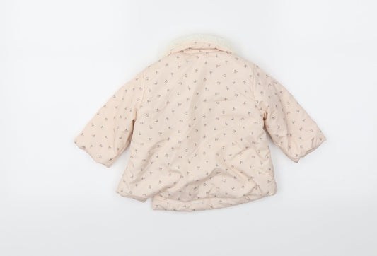 NEXT Girls Pink Floral Puffer Jacket Coat Size 3-6 Months