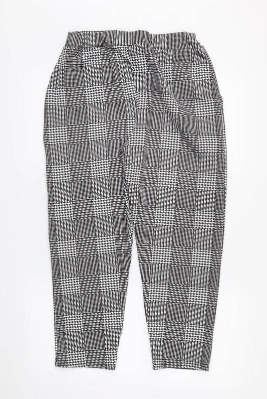 Preworn Womens Black Plaid Trousers Size M L22 in