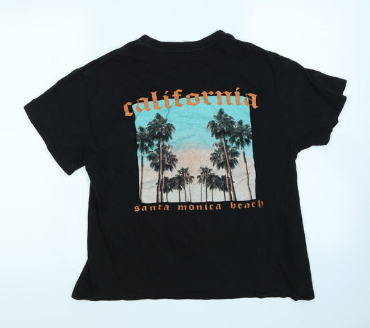 Casual Classics Womens Black Cropped T-Shirt Size M