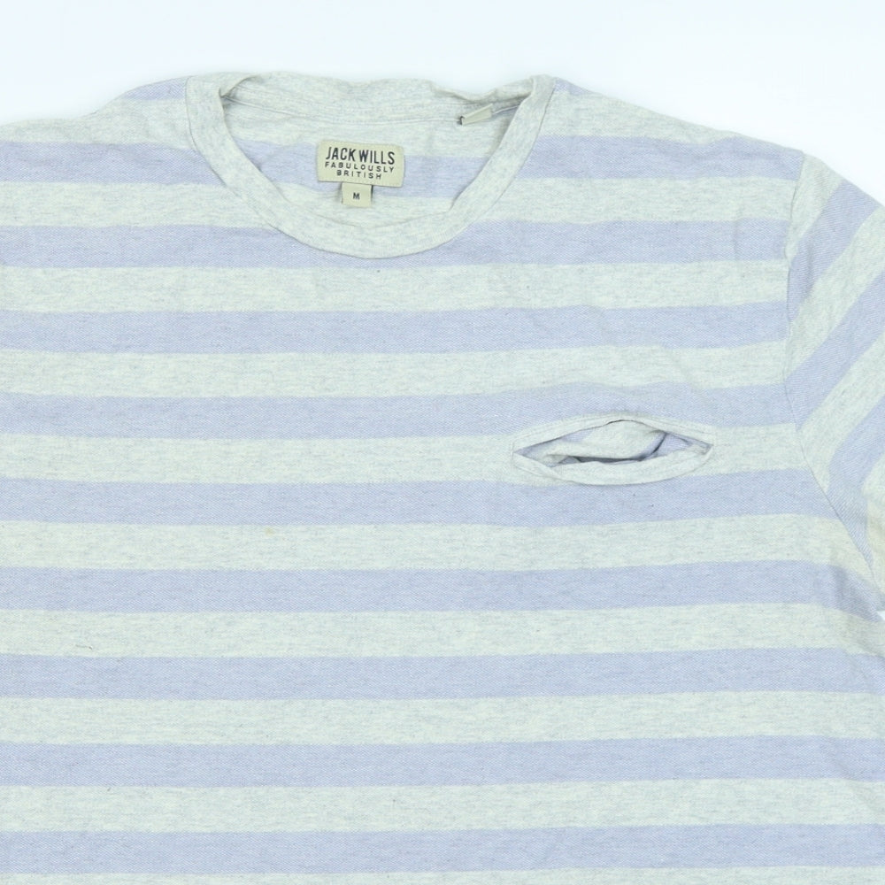 Jack Wills Mens Purple Striped   T-Shirt Size M