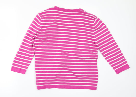 First Avenue Womens Pink Striped Pullover Jumper Size M