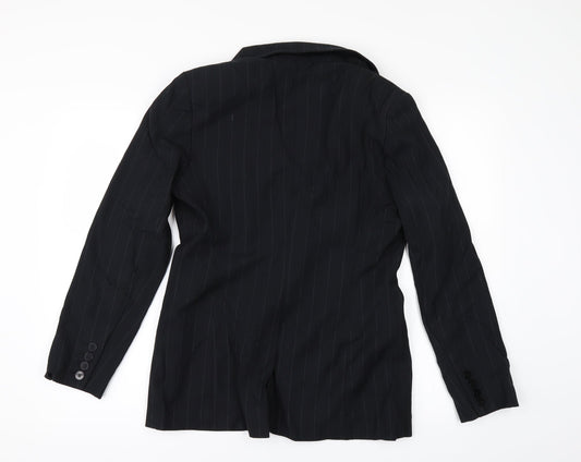 NEXT Womens Black Striped Jacket Suit Jacket Size 12