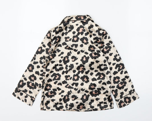 Very Girls Beige Animal Print Top Pyjama Top Size 6-7 Years - Leopard print