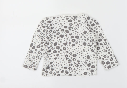 George Girls White Animal Print Basic T-Shirt Size 3-6 Months