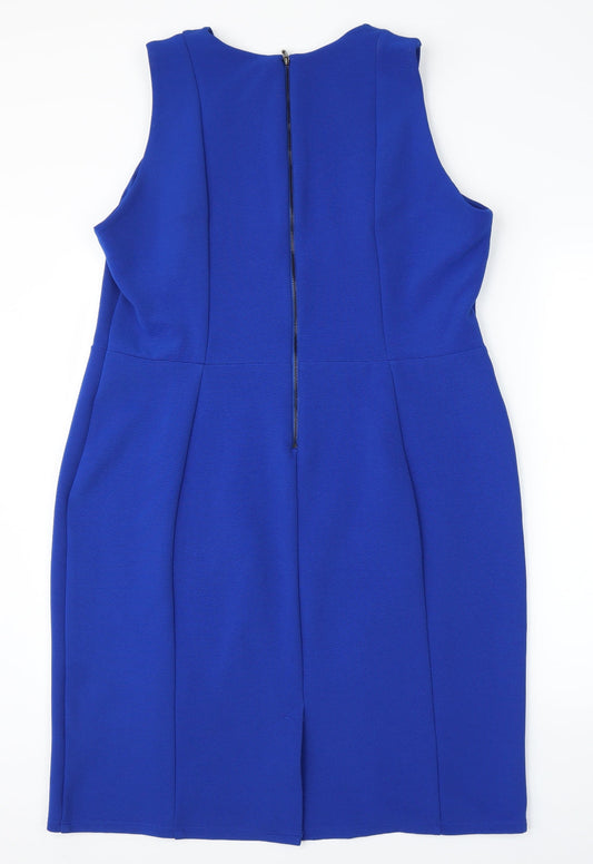 Preworn Womens Blue Sheath Size XL