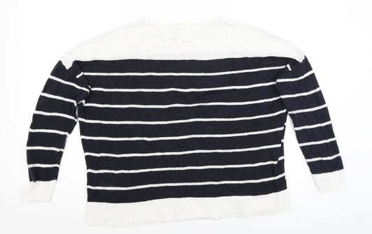 Phase Eight Womens White Striped Pullover Jumper Size M