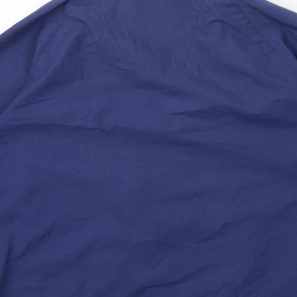 Preworn Mens Blue Rayon Overcoat Coat Size M