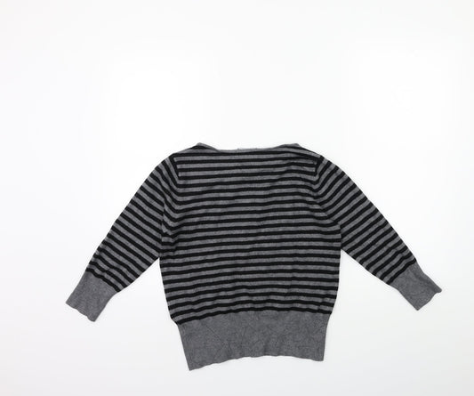 Debenhams Womens Grey Striped Knit Pullover Jumper Size 12