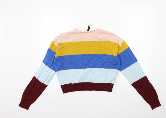 H&M Womens Blue Striped Knit Pullover Jumper Size XS