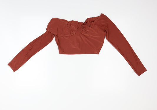 PRETTYLITTLETHING Womens Red Basic Blouse Size 12