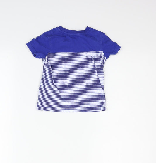 George Boys Blue Striped Basic T-Shirt Size 12-18 Months