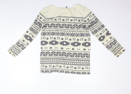 eVIE Womens Beige Geometric Pullover Jumper Size 8