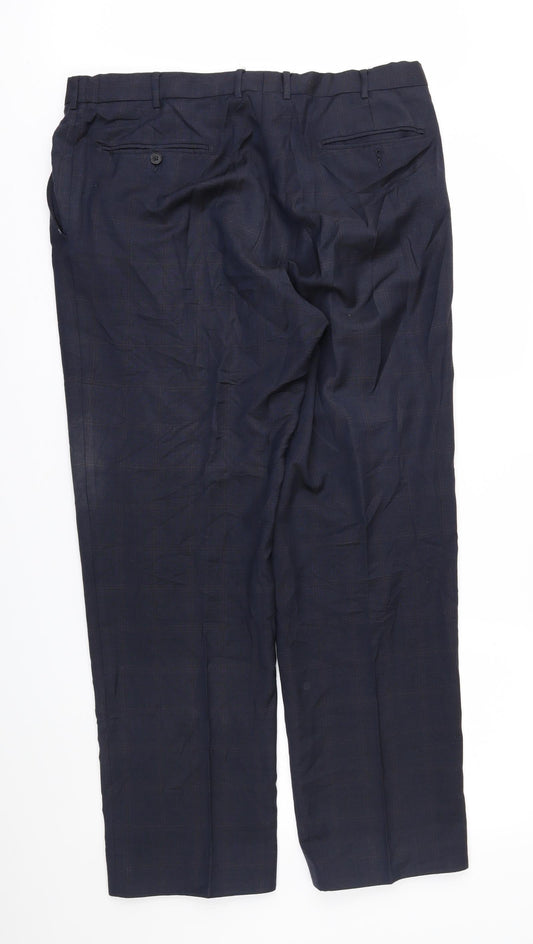 Preworn Mens Blue Check Trousers Size 36 in L31 in