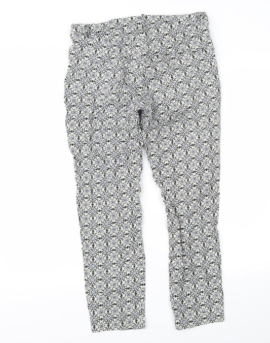 H&M Womens Black Geometric Cropped Trousers Size 30 in L24 in