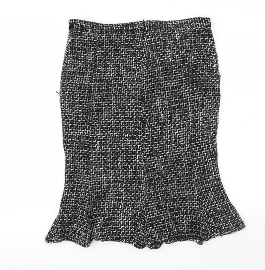 Made in Italy Womens Black Geometric Trumpet Skirt Size L