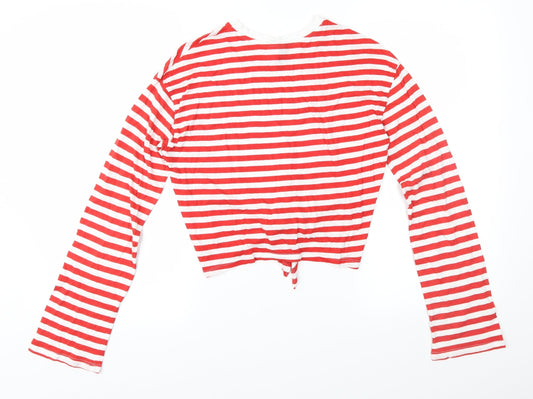 Divided Womens Red Striped Basic T-Shirt Size XS