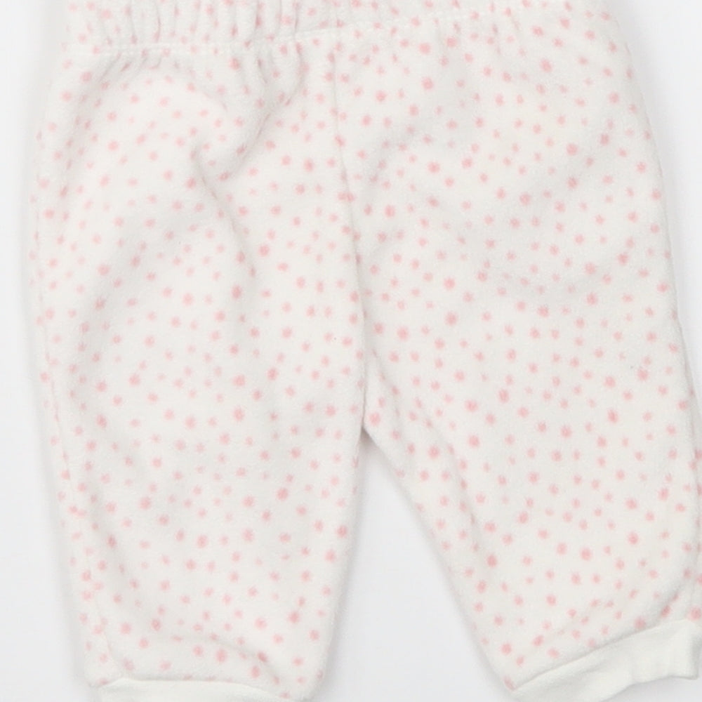 George Girls White Polka Dot Jogger Trousers Size 0-3 Months