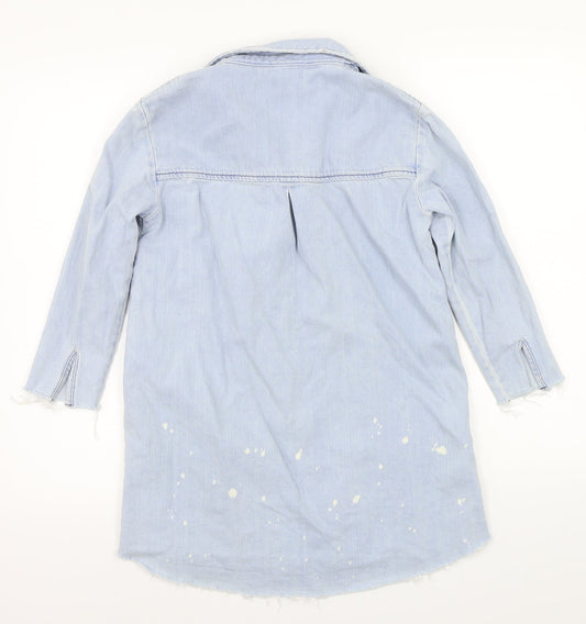 Zara Girls Blue Basic Button-Up Size 9-10 Years