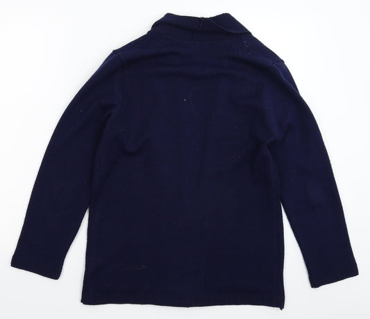 Classic Womens Blue Knit Cardigan Jumper Size M